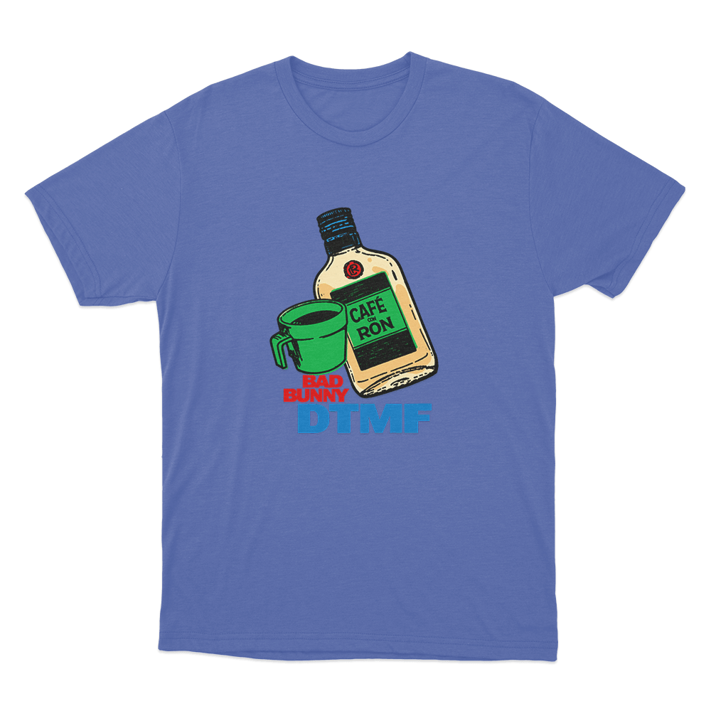 Café con Ron Off Unisex T Shirt Blue Cafe con Ron Off Unisex T Shirt Blue